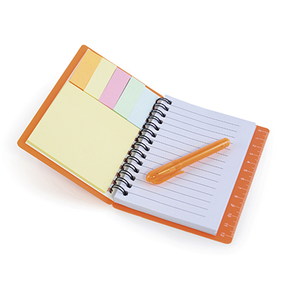 Image of Freshers University Notebook with sticky notes & pen