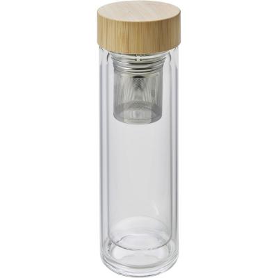 Image of Glass and bamboo bottle with tea infuser (420 ml)