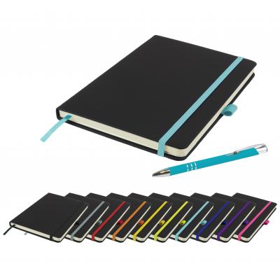 Image of DeNiro A5 Lined Soft Touch PU Notebook & Pen Set
