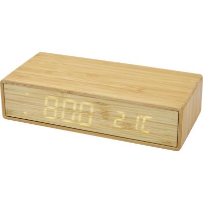 Image of Minata Bamboo wireless charger with clock