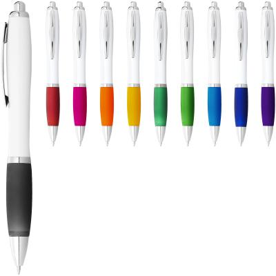 Image of Nash ballpoint pen white barrel and coloured grip